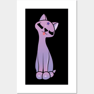 Purple Rain Kitsch Cat Posters and Art